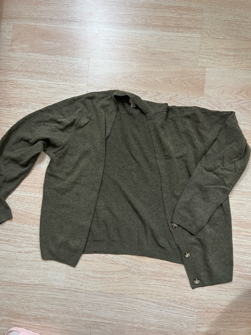 Olive Green Open Cardigan Sweater